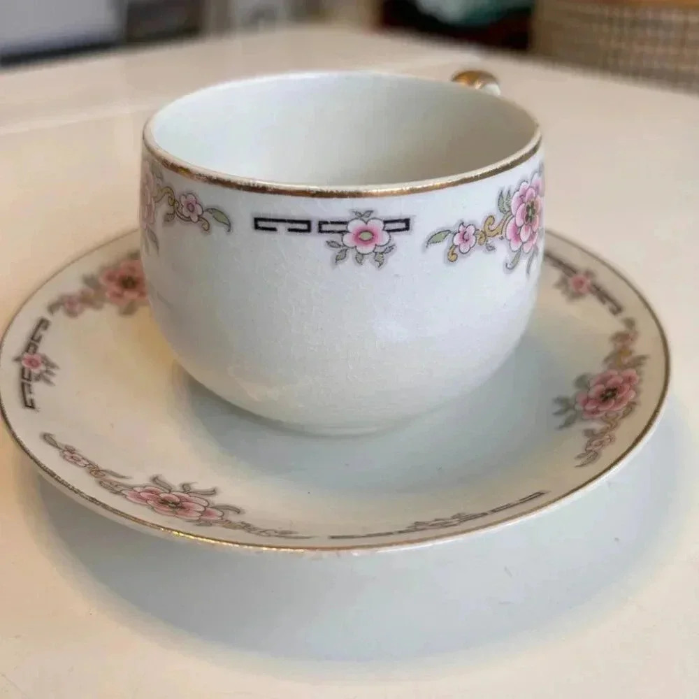 Rare 2 Art Deco Alfred Meakin Milldale Cups and Saucers from 1920’s - Picture 3 of 10